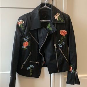 Flower leather jacket